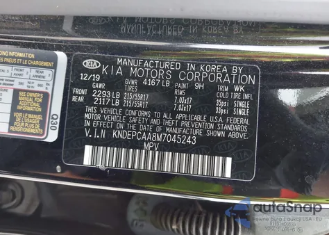 2021 Kia Seltos Lx из США, поврежденный, VIN KNDEPCAA8M7045243